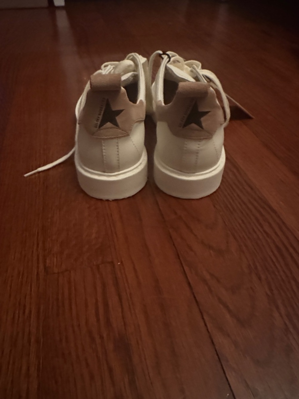 Golden Goose White Leather Sneakers with Tan Heel Pull - Picture 3 of 4